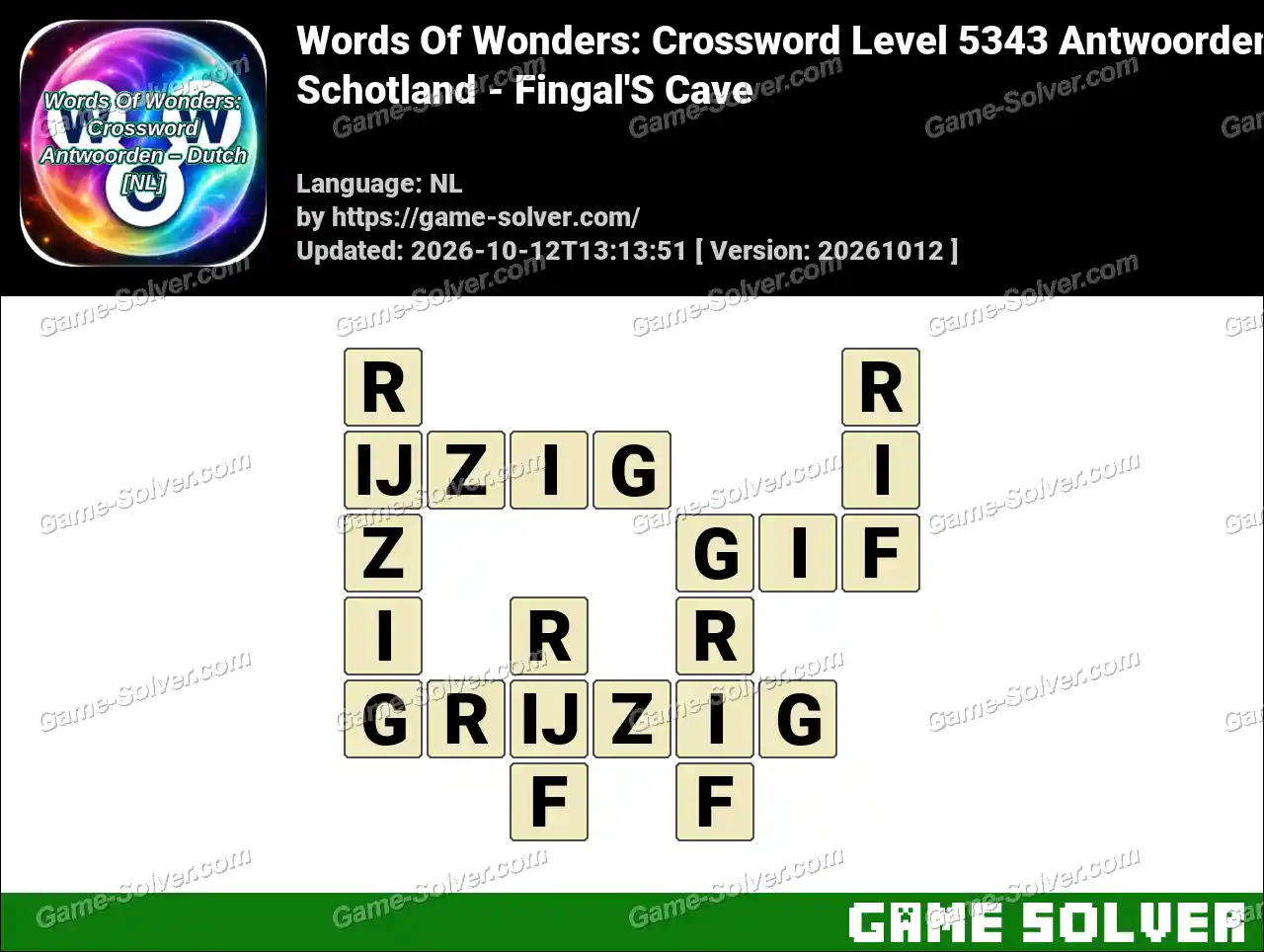 Words Of Wonders: Crossword Level 5343 Antwoorden – Schotland – Fingal’S Cave